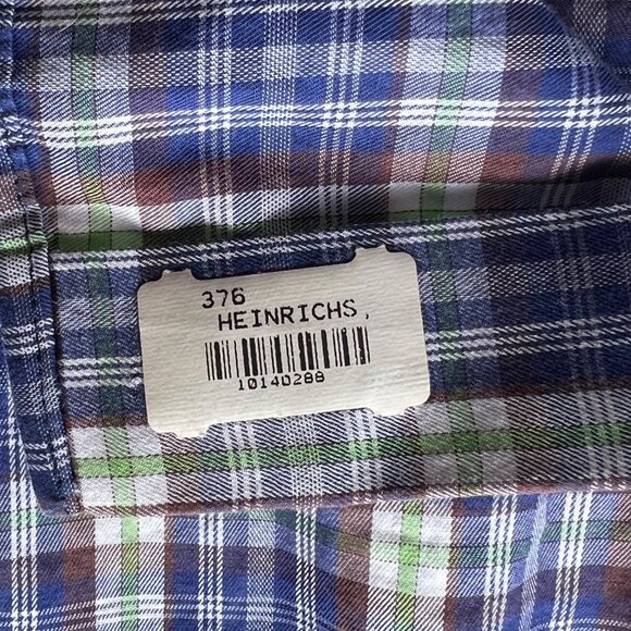 Peter Millar Blue & Green Plaid Button-Up 100% Cotton Shirt Mens Size XL - Picture 6 of 10